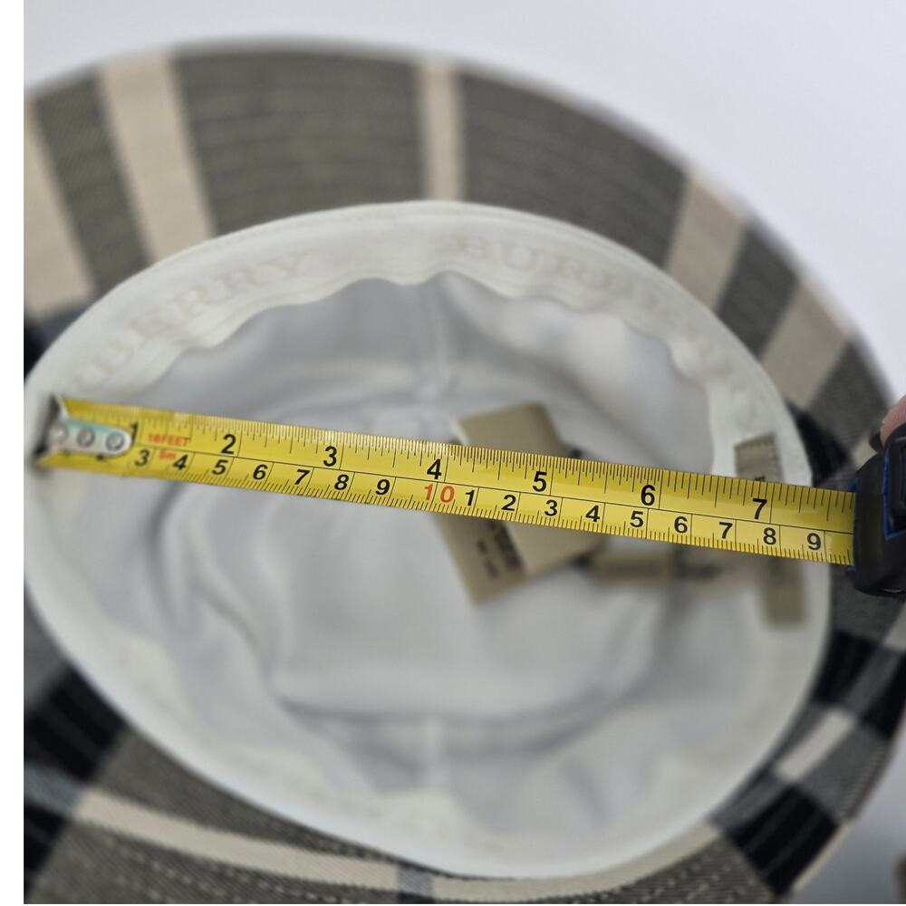 Burberry Nova Check Bucket Hat Leather Strap Brim NWT Size M - Picture 9 of 9